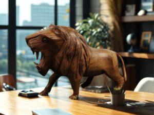 Lion Wood Showpiece